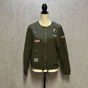 Free Bird | Army Zip Up Jacket with Patchwork | Army Green  | Size: L
